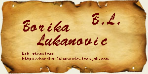 Borika Lukanović vizit kartica